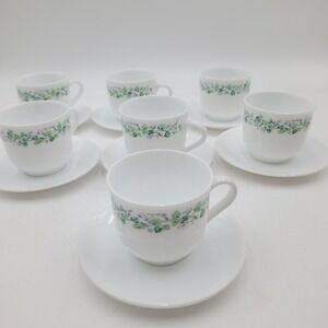 14pc‎ Martha Stewart Everyday Tea Cup & Saucer Set Floral Morning Glory France